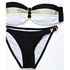 WDM Frauen Sexy Bandeau Bikini Seductive Kontrast Farbe (Schwarz)