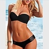 WDM Frauen Sexy Cut Out Bandeau Bikini Allure Schöne (Schwarz)