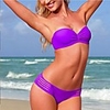 WDM Frauen Sexy Cut Out Bandeau Bikini Schöne Allure (Purple)