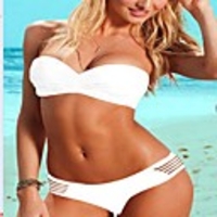 WDM Frauen Sexy Cut Out Bandeau Bikini Schöne Allure (weiß)