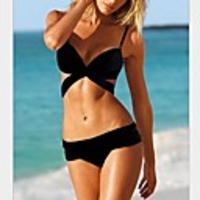 WDM Frauen Sexy Einzigartige Pure Color Allure Halter Bikini (schwarz)