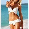 WDM Frauen Sexy Einzigartige Pure Color Allure Halter Bikini (weiß)
