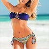 WDM Frauen Sexy Seductive Bandeau Bikini Strass (blau)