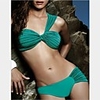 WDM Frauen Sexy Seductive Plissee Klassiker Bikini (Grün)