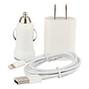 Wechselstrom-Wand-Ladegerät mit Kfz-Ladegerät und 100cm Blitz-Kabel für iPhone 5,  iPod (AC110-240V,  1A)