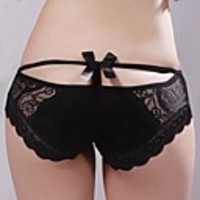 Wecilini Niedrig-Taille Transparent Hohle-heraus Bowknot Muster Underpant