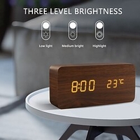 wecker led holz uhr tisch sprachsteuerung digital holz despertador usb/aaa powered elektronische desktop uhren