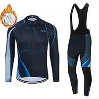 WECYCLE herren Damen Langarm Fahrradtrikot mit Trägerhosen Fahrradtrikots mit Fahrradhosen Winter Vlies Polyester Blau Schwarz / Weiß Schwarz / blau Fahhrad Sportkleidung Fleece Innenfutter / Dehnbar Lightinthebox