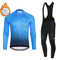 WECYCLE herren Damen Langarm Fahrradtrikot mit Trägerhosen Fahrradtrikots mit Fahrradhosen Winter Vlies Polyester Blau Schwarz / Weiß Schwarz / blau Gradient Geometrisch Fahhrad Sportkleidung Fleece