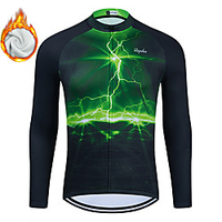 WECYCLE herren Damen Langarm Fahrradtrikot Winter Vlies Polyester Grün Lightning Fahhrad Trikot / Radtrikot Oberteile Bergradfahren Straßenradfahren Fleece Innenfutter Atmungsaktiv warm halten Sport