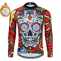 WECYCLE herren Damen Langarm Fahrradtrikot Winter Vlies Polyester Rot Totenkopf Motiv Fahhrad Trikot / Radtrikot Oberteile Bergradfahren Straßenradfahren Fleece Innenfutter Atmungsaktiv warm halten Lightinthebox
