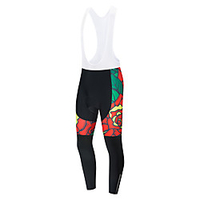 WECYCLE Herrn Damen Fahrradträgerhosen Winter Polyester Fahhrad Trägerhose / Lange Radhose Mit Trägern Gepolsterte Shorts Hosen Atmungsaktiv 3D Pad Rasche Trocknung Sport Blumen Pflanzen Schwarz Lightinthebox