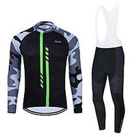 WECYCLE Herrn Damen Langarm Fahrradtrikot mit Trägerhosen Fahrradtrikots mit Fahrradhosen Winter Polyester Schwarz Dark Gray Schwarz / Weiß camuflaje Fahhrad Sportkleidung Atmungsaktiv 3D Pad Rasche