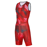 WECYCLE Herrn Damen Ärmellos Triathlonanzug Polyester Rot Geometrisch Fahhrad Sportkleidung Atmungsaktiv 3D Pad Rasche Trocknung Reflexstreiffen Tasche auf der Rückseite Sport Geometrisch / Dehnbar