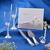 Wedding Collection Set Inklusive Gästebuch,  Stifthalter,  Doppelte Herzen Toasten Flöten-und Kuchen-Server Knife (6 Stück)