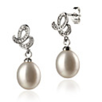 Weiß AAA 8-9 mm Süßwasser-Perlen-Ohrring mit Sterlingsilberhaken