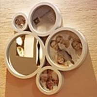 Weiß ABS Foto Wall Frame Collection Set von 4 mit Spiegel