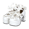 Weiß Bowknot Sweet Lolita 8cm PU-Leder Schuhe mit hohen Absätzen