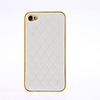 weiß deluxe Schafsleder chrom gold frame Fall für Apple iPhone 4/4S