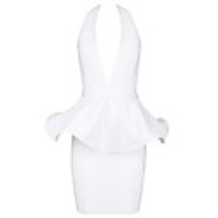 Weiß Open Back Volant Schlank,  figurbetontes Bandage-Kleid