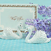 Weiß Resin Swan Tischkartenhalter mit Strass - Set One Pair