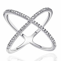 weiß roségold plattiert x ring cz criss cross crossover stapelbarer ring für frauen größe 6 7 8 9 10