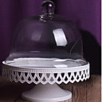 Weiß Schmiedeeisen Kuchen Mit Glass Dome Set