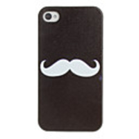 Weiß Schnurrbart Pattern PC Hard Case mit schwarzem Rahmen für iPhone 4/4S