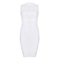 Weiß Sexy Hohl Schlank,  figurbetontes Bandage-Kleid