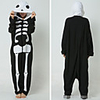 Weiß Skeleton Schwarz Polar Fleece Kigurumi Pyjamas Nachtwäsche Cartoon Tier Halloween Kostüm
