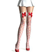 Weiß Spandex und Nylon Sweet Lolita Over-Kniestrümpfe mit Bow