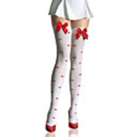 Weiß Spandex und Nylon Sweet Lolita Over-Kniestrümpfe mit Bow