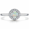 weiß vergoldeter Creaed Fire Opal Solitaire Ehering (Silber,  6)