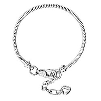 weiß versilberte Herz Hummer europäische Schlangenkette Armbänder passen Charm Perlen 7, 9