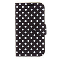 Weiß-Wellen-Punkt PU-Lederetui mit Stativ für Samsung Galaxy i9500 S4