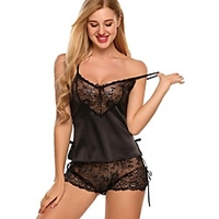 Weiblich Erwachsene Chemises Nachthemden Overall Volltonfarbe Spitze Unterwäsche