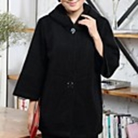 Weiblich Schwarz Kapuzen Brachte Neun Punkte Sleeve Sable Haar Mantel