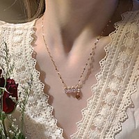 weibliche koreanische Version des neuen Modedesign-Persönlichkeitslebensanhängers Titanstahlhalskette Super-Flash-Kristallzirkon-Schlüsselbeinkette Lightinthebox