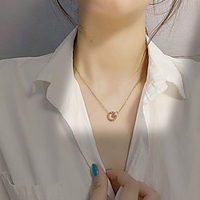 weiblicher europäischer und amerikanischer Titanstahl neue Halskette Roségold Doppelring Diamant Schlüsselbeinkette römische Mode Luxusschmuck Lightinthebox