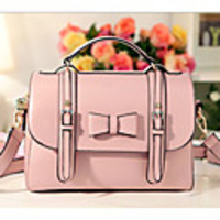 Weicai Damenmode Bow Dekorieren Einzel-Schulter-Umhängetasche (Rosa)