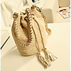Weicai Damenmode Buckle Kordelzug Bucket Bag (Cream)
