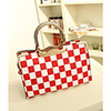 Weicai Damenmode Check Pattern Tote / Umhängetasche (Red)