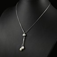 weiße 3, 5 - 4mm eine Perle Anhänger mit 17 "Sterling Silber Kette