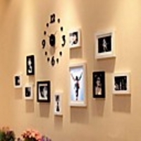 Weiße Farbe Photo Frame Collection Set 10 mit einem DIY Wall Clock