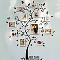 Weiße Farbe Photo Frame Collection Set von 8 mit Baum-Wand-Aufkleber