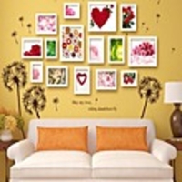 Weiße Farbe Photo Wall Frame Collection Set von 15 mit Löwenzahn Wandaufkleber