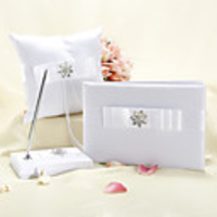 Wei?e Hochzeits-Kollektion mit Blumen Strass-und Bogen-(3-teilig)