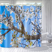 weiße Kirschblüten Digitaldruck Duschvorhang Duschvorhänge Haken modernes Polyester neues Design 72 Zoll Lightinthebox