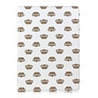 Weiße Krone Muster-Leder-Ganzkörper-Case mit Ständer für iPad Air