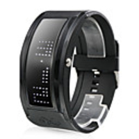 weiße LED schwarzes Band Armbanduhr mit dem 10-Zeichen-Display